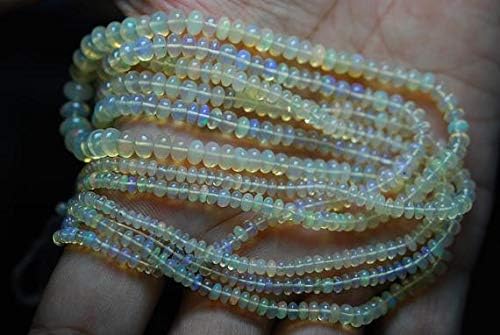 Ethiopian Opal Smooth Rondells, 3-4mm, Full 16 Inch Strand Code-HIGH-55631
