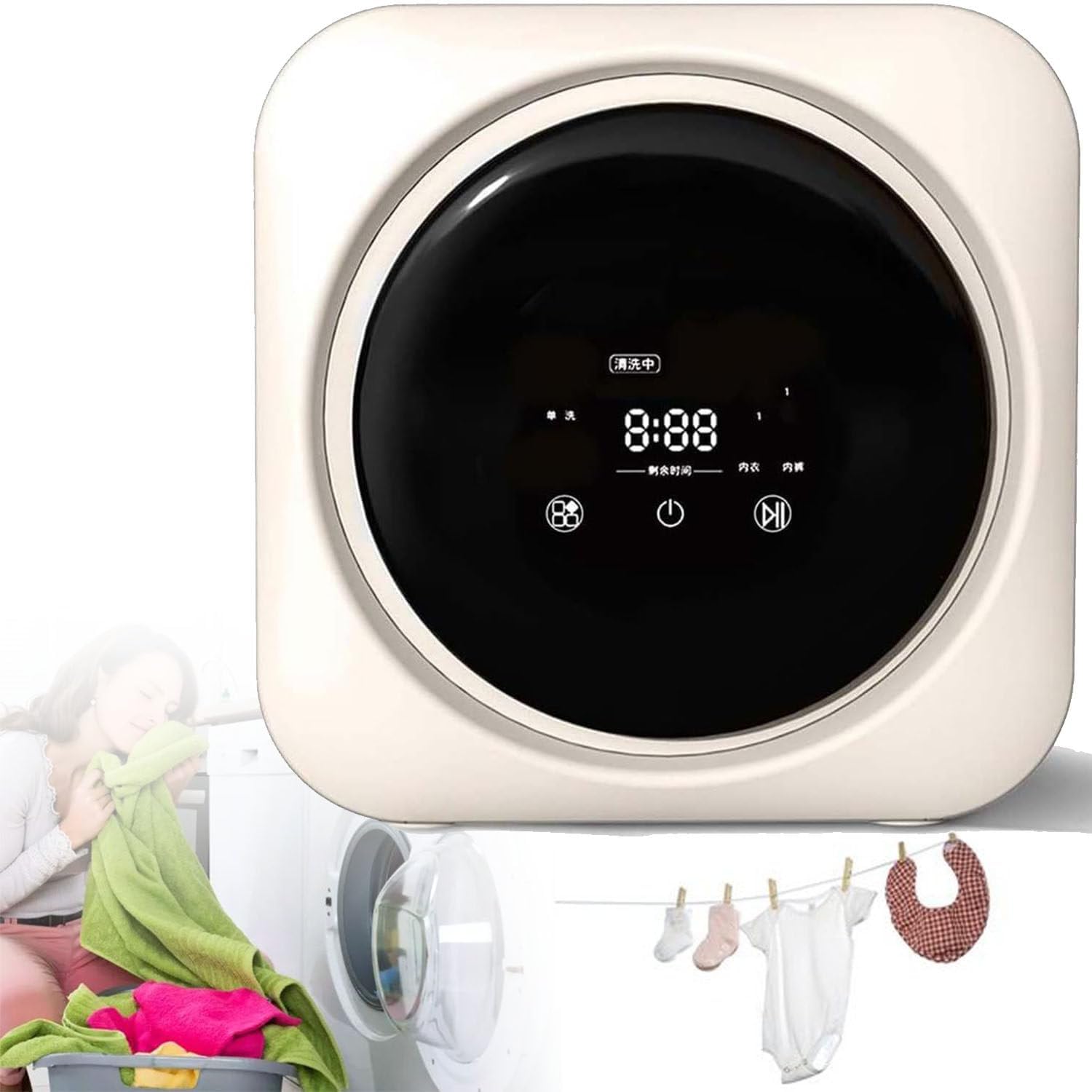 Underwear Washing Machine, 3.5L Fully Automatic Small Mini Sock Washing Machine, Portable, Wall-Mounted Compact Electric Washer with Spin Dryer, Efficient for Apartment Laundry