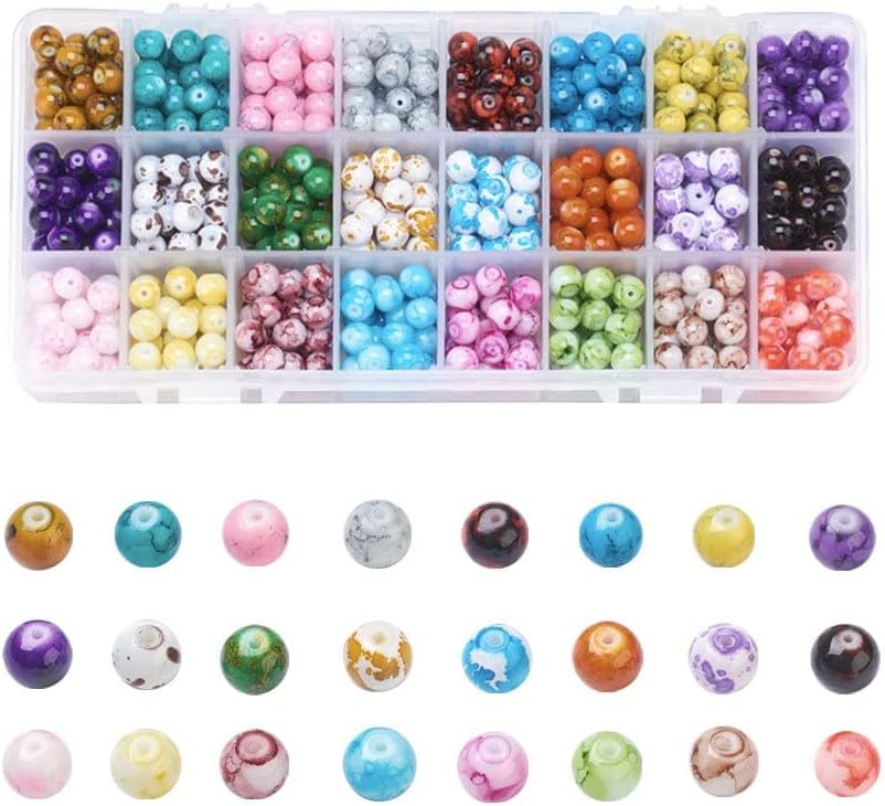 Mixed Color Glass Beads Boxed 24 Colors Round Beads Bracelet Earrings Making Materials DIY Jewelry Accessories