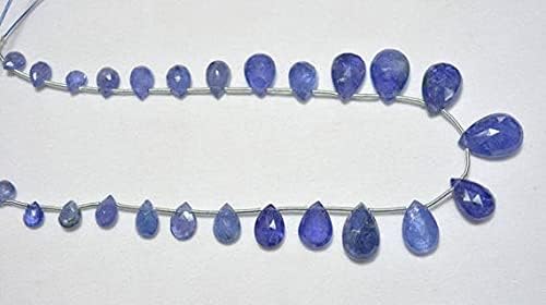 BEADS GEMSTONE 11 Inches Strand Tanzanite Faceted Pear Shape Beads, Tanzanite Cut Pear, Gemstone for Jewelry, 5x6.5mm to 11x16mm Code-HIGH-24600
