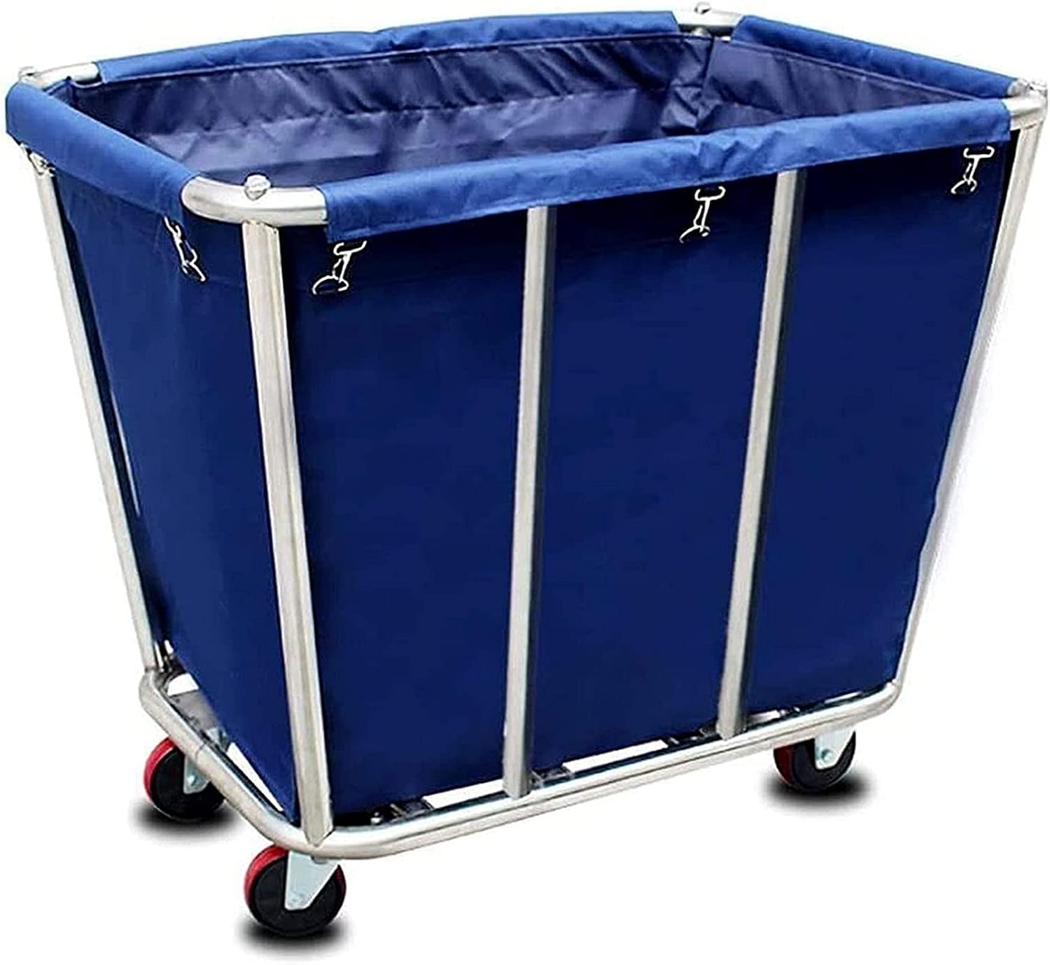 Large Laundry Cart,Industrial Commercial Rolling Laundry Cart Dirty Clothes Bin with Wheels,Heavy Duty Canvas Hamper,10 Bushel,Blue,260LBS Load Laundry Cart (Blue A)