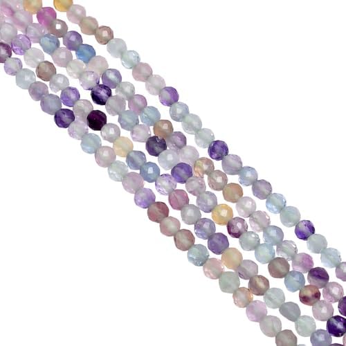 Natural Multi Fluorite Gemstone Round Faceted Beads 3X3mm 10 Strand 13