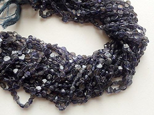 5 Strand Natural Iolite Beads, Iolite Plain Coin Beads, Iolite Gemstone, Iolite Coins, Iolite Necklace, 4-5 - 7mm, 14 Inch