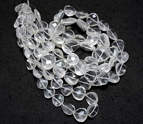 crystal quartz beads, faceted heart beads, crystal faceted straight drill gemstone, 12-14mm approx,8.5 inch strand