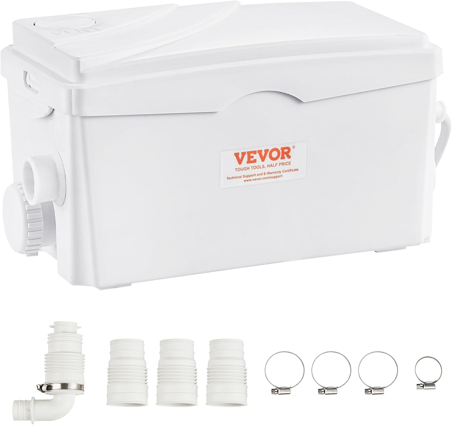 VEVOR 350W Utility Sink Pump, 6000 L/h Flow, 23 ft/7 m Head, Macerator Sewerage Sump Pump with 3 Water Inlets for Basement, Kitchen, Sink, Shower, Bathtub, Laundry Waste Water Disposal Upflush Machine