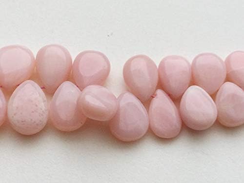 13 inch natural beads strand of 7x10-12x17mm smooth pear pink opal gemstone briolletes beads for DIY jewelry - necklace, bracelet, earring, ring.