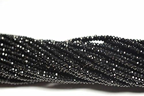 13 inch natural beads strand of 2-2.25mm faceted rondelle black spinel gemstone beads for DIY jewelry - necklace, bracelet, earring, ring.
