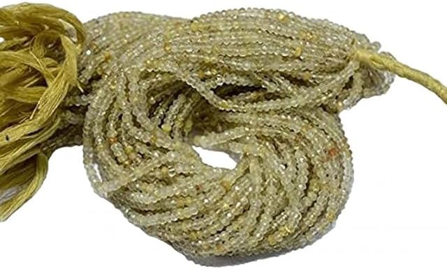 4mm Golden Rutile Quartz Beads, Faceted Rondelle Beads, Gemstone Beads, 13.5 Inch lot of 10 Strands CHIK-STRD-96355