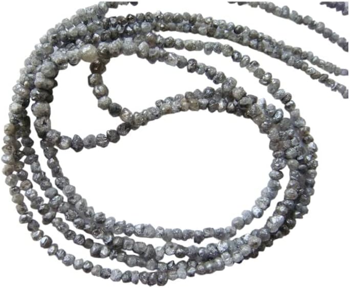 1mm to 2mm Natural Round Gray Raw Diamond Beads, Rough Diamond Rondelle Beads, Gray Diamond Beads, Diamond For Jewelry (4IN To 16IN), 1 MM - 2 MM