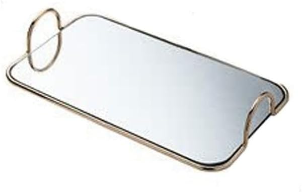 Cafeteria Tray Mirror Glass Tea Tray Gold Storage Tray Home Living Room Coffee Table Light Luxury Cup Storage Tray Serving Trays(E)