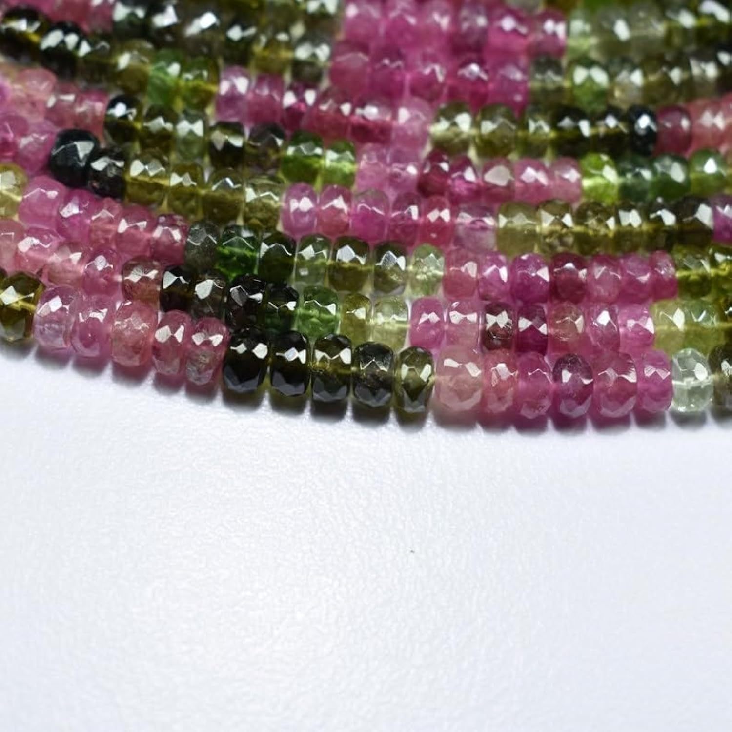 Natural Multi Tourmaline roundella Faceted Beads 5 mm 13 inch Long String Jewelry Making Gemstone Beads for Necklace Bracelet