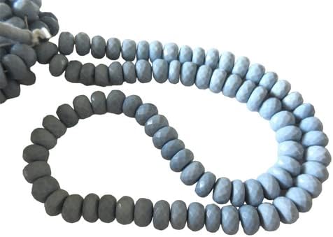 Blue Opal Rondelle Beads, Natural Blue Opal Beads, Peruvian Opal Beads, 7mm Blue Opal Faceted Rondelle Beads, 8 Inch Strand, CHIK-STNRD-34829