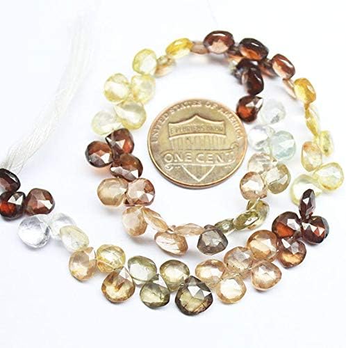 1 Strand Multi Tundra Sapphire Heart Drop Faceted 9'' Long Strand Gemstone Beads, Jewelry Supplies for Jewelry Making, for Meditation Jewellery for Reiki Healing Mystic Gemstone 5mm to 6mm