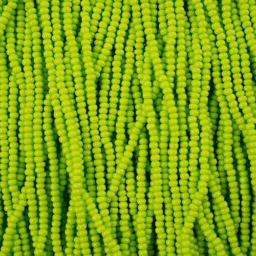 Czech Glass Seed Beads 10/0 (2.3mm Diameter) Terra Intensive Light Green Strung DIY Jewelry Making Beads - 500g Bulk Bag by Preciosa (Jablonex)