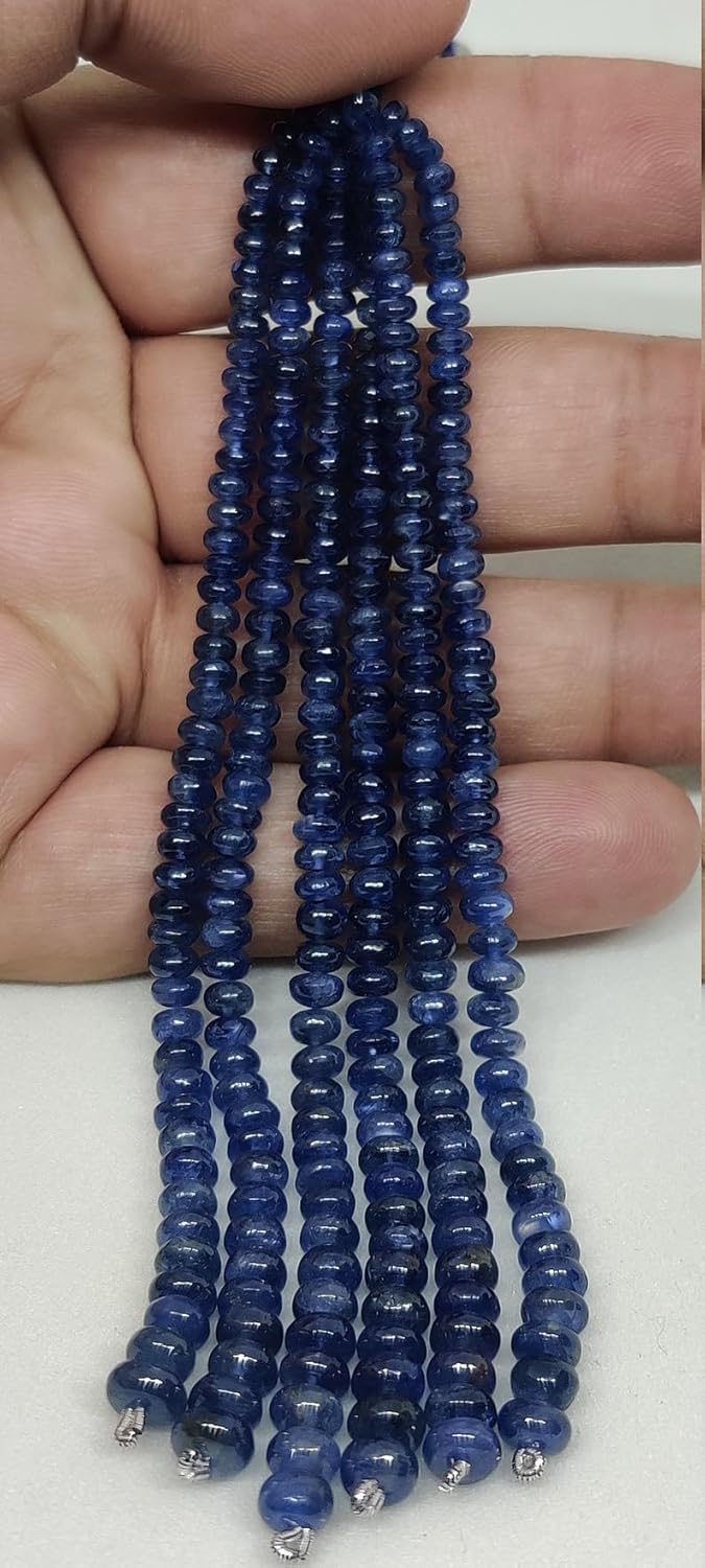 Natural Natural Burmese Blue Sapphire plainround Smooth Beads 3.5 mm to 5 mm 4.5 inch Long String Jewelry Making Gemstone Beads for Necklace Bracelet
