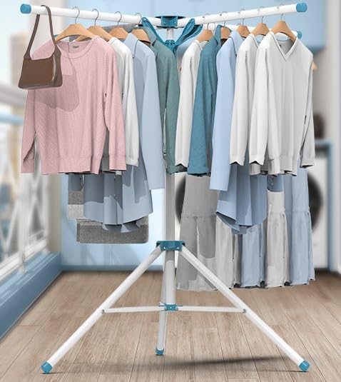 Tripod Clothes Drying Rack Folding Indoor, Portable Drying Rack Clothing and Height-Adjustable, Space Saving Laundry Drying Rack