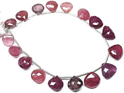 Pink Sapphire Micro Faceted Heart Drop Briolette Gemstone Loose Craft Beads Strand 8 Inch Long 10mm 13mm Code-HIGH-26801