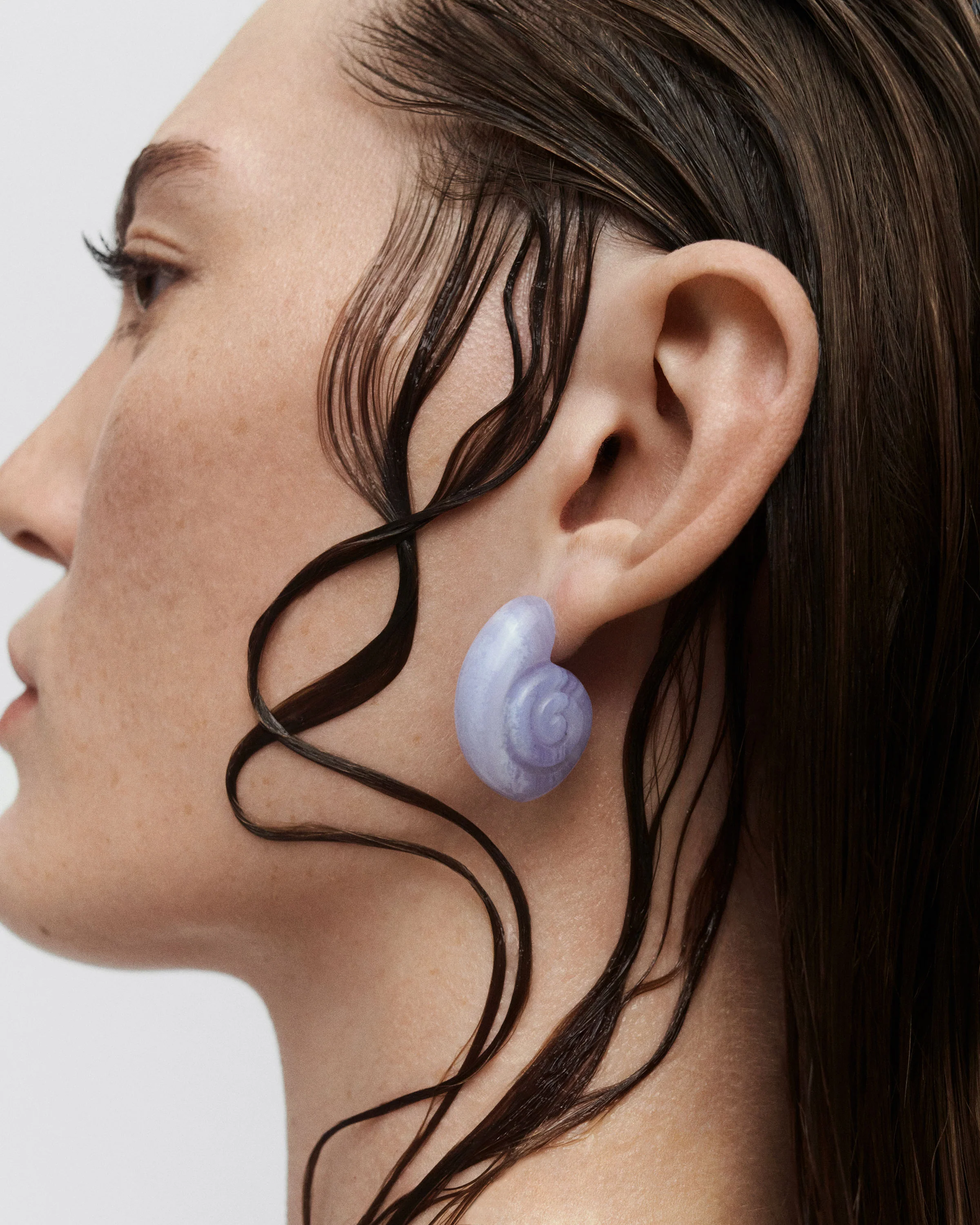 Blue lace agate Shell earrings