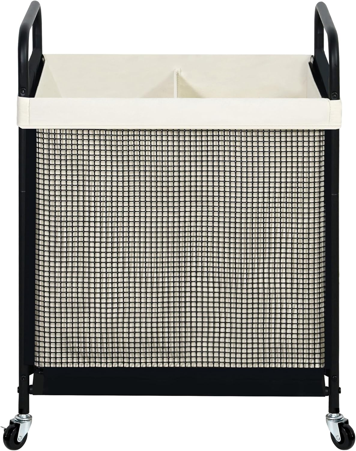 STO STO Laundry Hamper 2 Section, 100L Rolling Laundry Sorter Cart with Removable and Washable Liner Bag, Clothes Hamper with Wheels and Metal Handle for Laundry Room and Bedroom