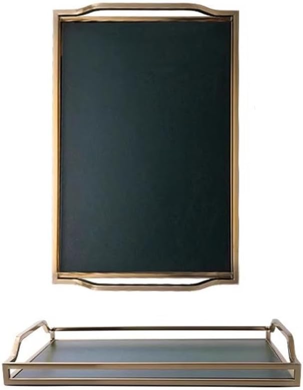 Tray Nordic Gold Handle Tray Home Leather Metal Tea Tray Creative Entrance Storage Tray Serving Trays(A)
