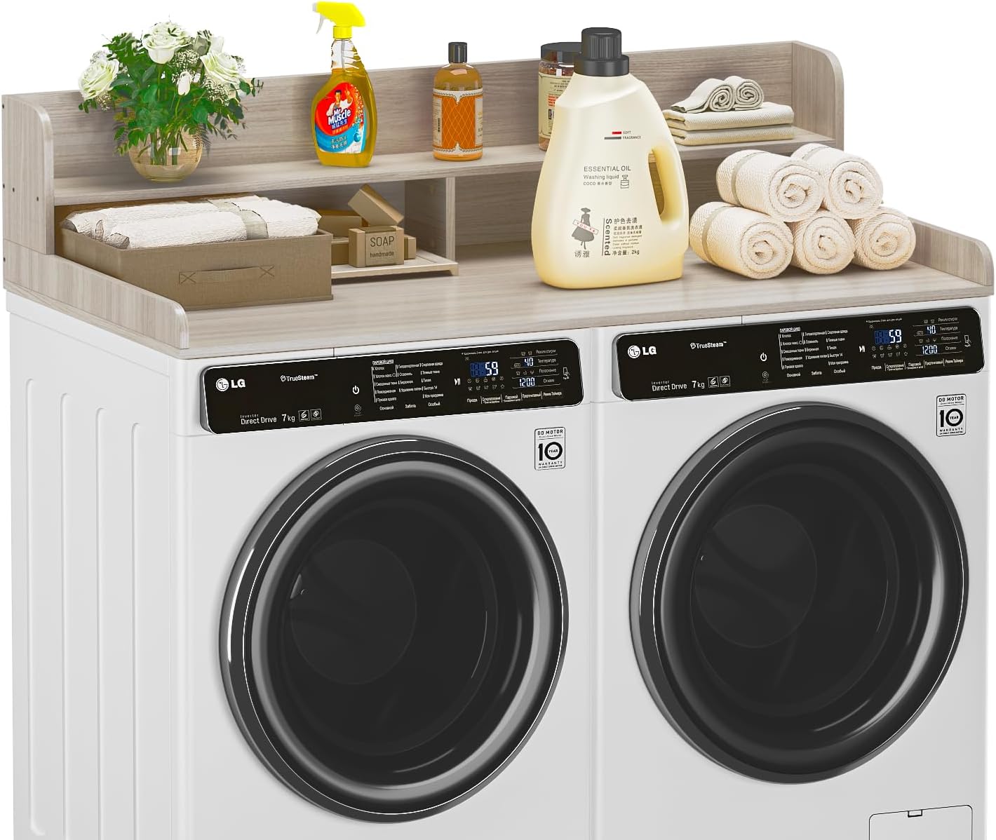 LEMBERI 2 Tiers Shelf Washer Dryer Countertop, 54