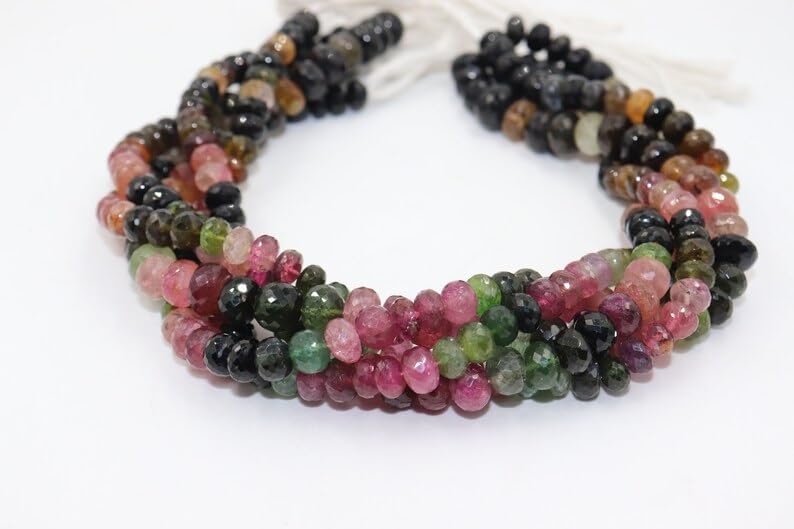 Multi Tourmaline Faceted Rondelle Beads 6.5mm Multi Tourmaline Faceted Rondelle Beads Wholesale Beads for Making Jwelery