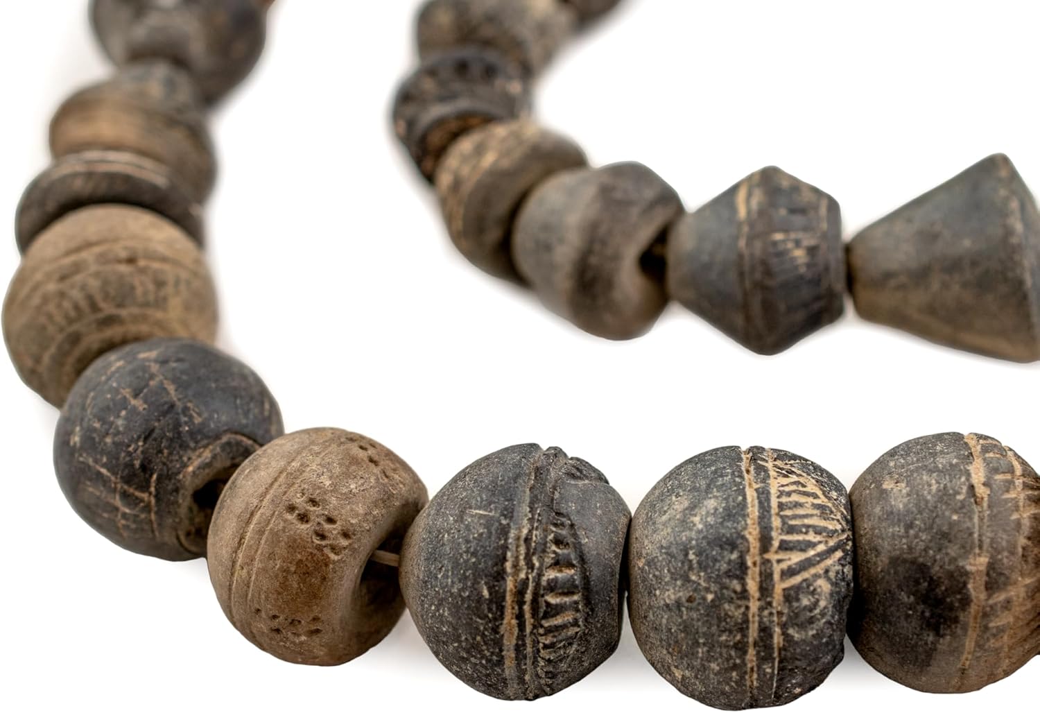 Old Jumbo Mali Clay Beads: Unique Artisan Spindle Whorl, Handmade from Mali, 36mm Diameter