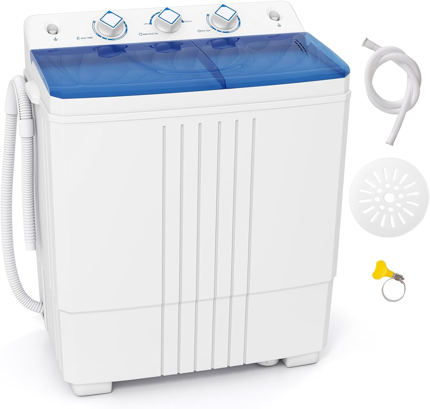 ARLIME Portable Washing Machine, 20 LBS Twin Tub Laundry Machine, 12 LBS Washer & 8 LBS Spinner Combo, Semi-Automatic Washer Machine for Dorms, Apartment & RVs (Blue)