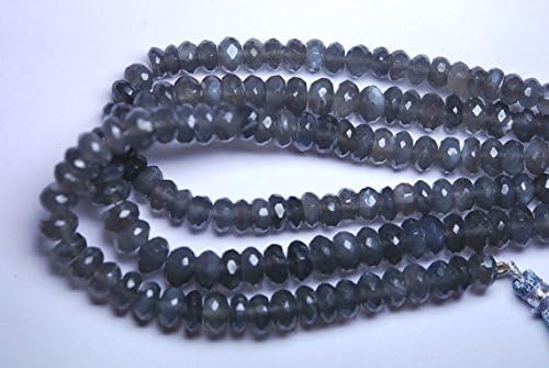 13 inch natural beads strand of 7-8mm faceted rondelle gray moonstone gemstone beads for DIY jewelry - necklace, bracelet, earring, ring.