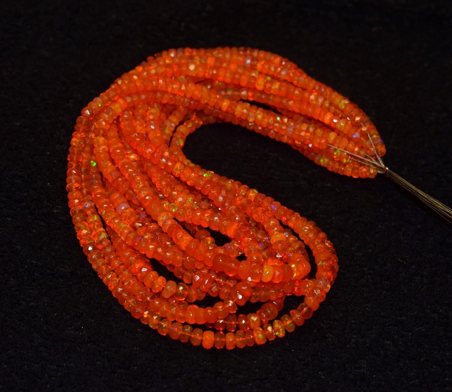AAA Natural Orange Weloo Ethiopian Opal Faceted Rondelle Beads, 4-6mm Graduated Disc Gemstone Strand (13-Inch)