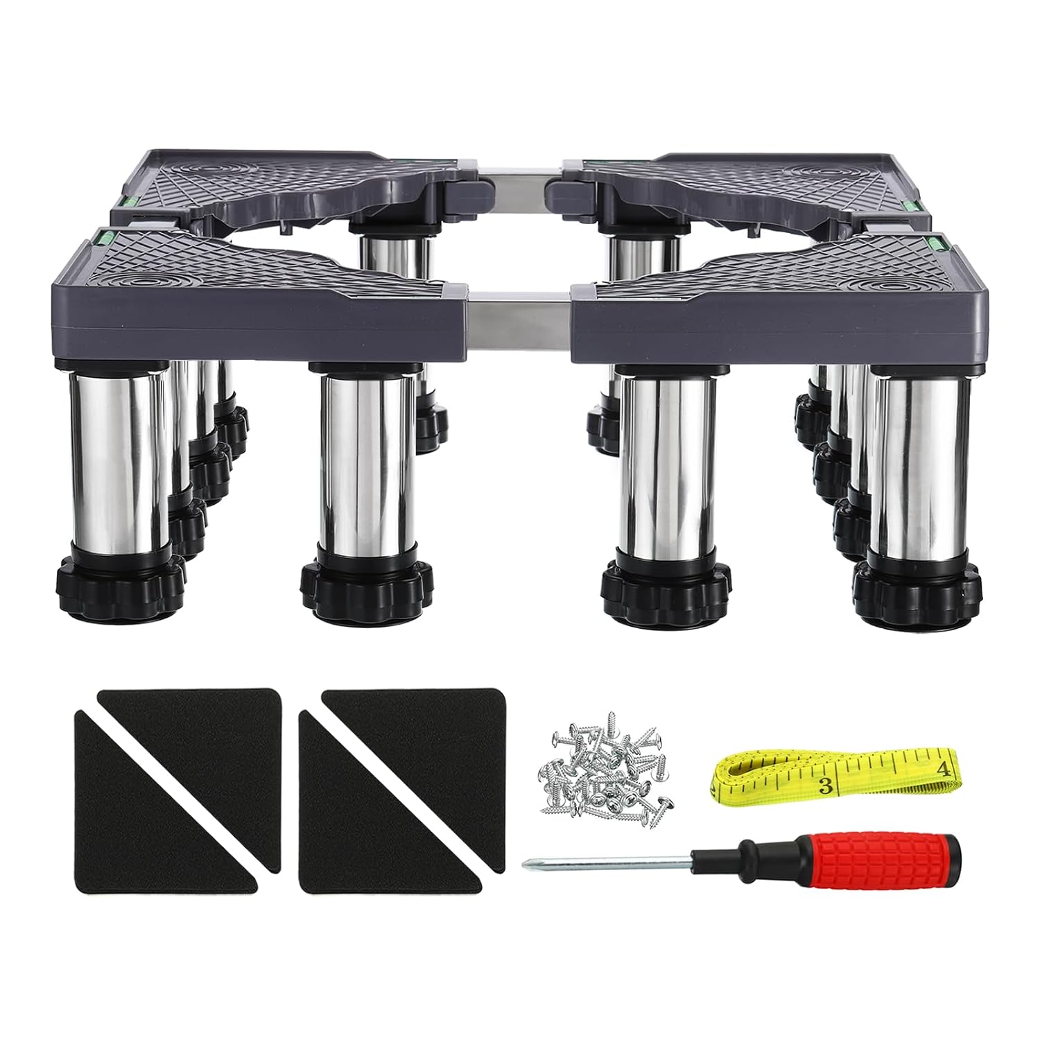 PATIKIL Mini Fridge Stand, 12 Strong Feet Laundry Stand Base Multi-Functional Adjustable Base Tray Anti-Vibration for Refrigerator Washing Machine Dryer AC, 5.5