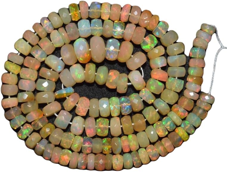 13 inch Strand of Natural gem Opal, 5-7mm rondelle Faceted Beads for DIY Jewelry Making. | Beads_05896