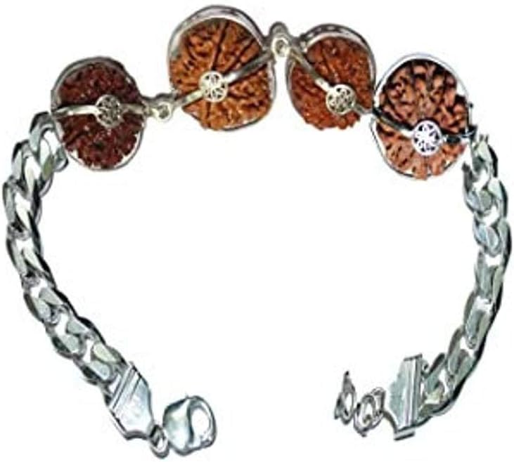 Rudraksha Combination for Business Power (Marketing & Trading) 7,7,8,13 Mukhi Nepal In Silver Bracelet IGL Lab Certified Original