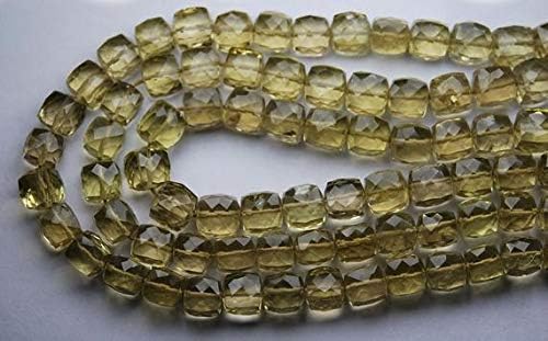 8 Inch Strand,Honey Quartz, Full Strand Micro Faceted 3D Cube Shape Briolettes,6.5-7mm Size Code-HIGH-55501
