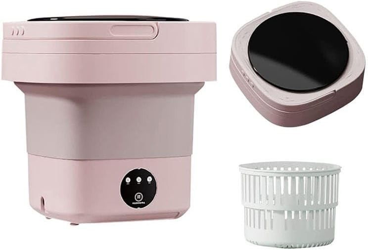 Portable Washing Machine, Mini WasherCapacity with 3 Modes Deep Cleaning for Underwear, Baby Clothes, or Small Items, Foldable Washing Machine Travel (Pink)