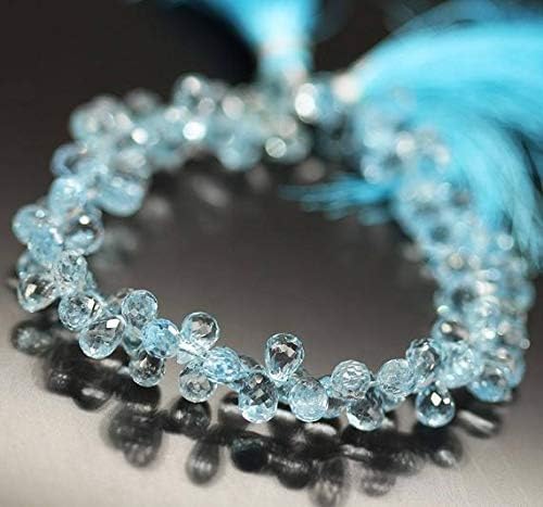 Sky Blue Topaz Faceted Tear Drop Briolette Gemstone Craft Loose Beads Strand 8 Inch Long 11mm 8mm Code-HIGH-26161