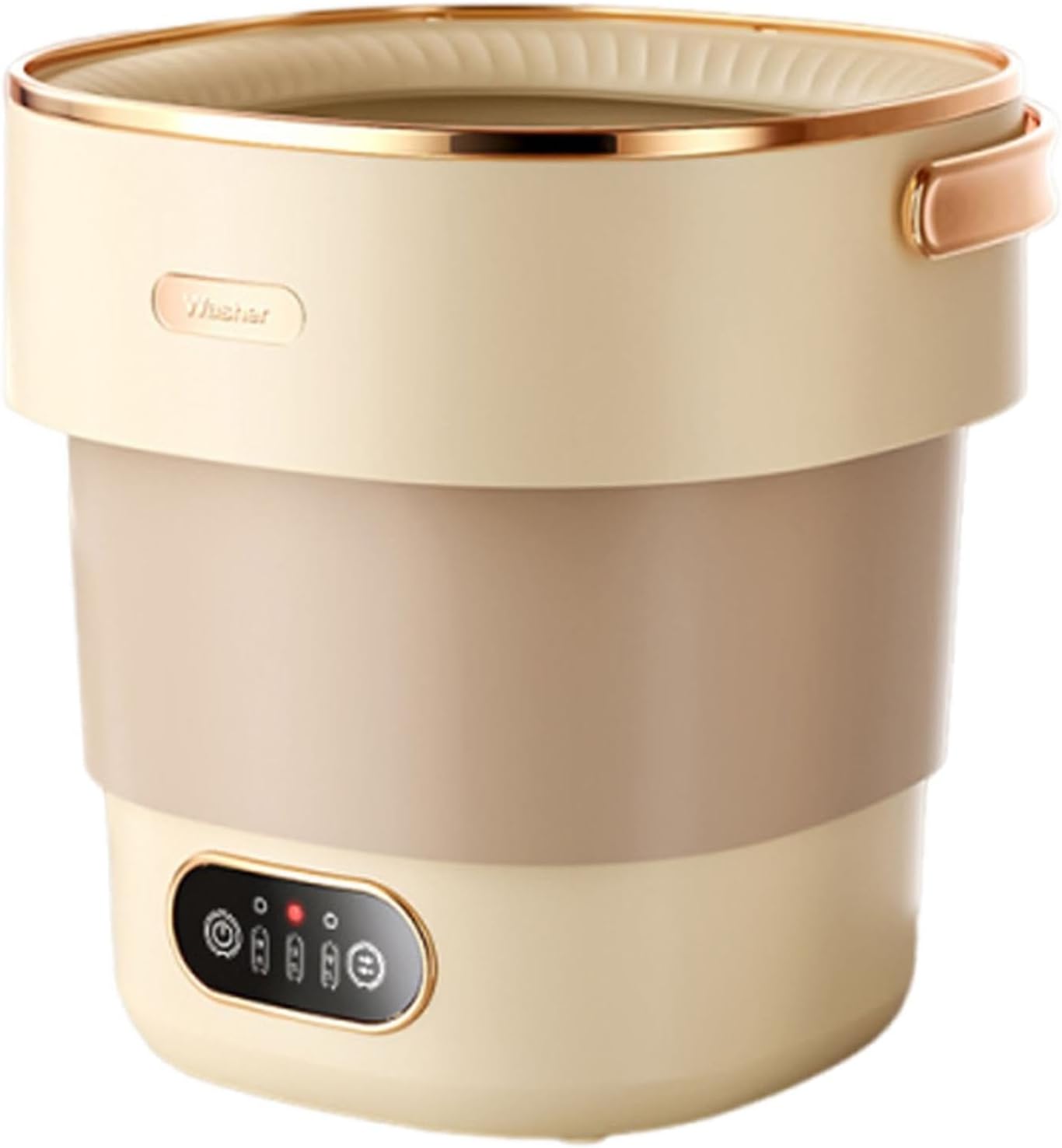 Mini Portable Washing Machine Laundry Cup 15L Washer with 3 Cleaning Modes and Drain Pipe for Apartments Travel and RV, Folding Clothes Washing Machines for Underwear and Baby Clothes (Beige)