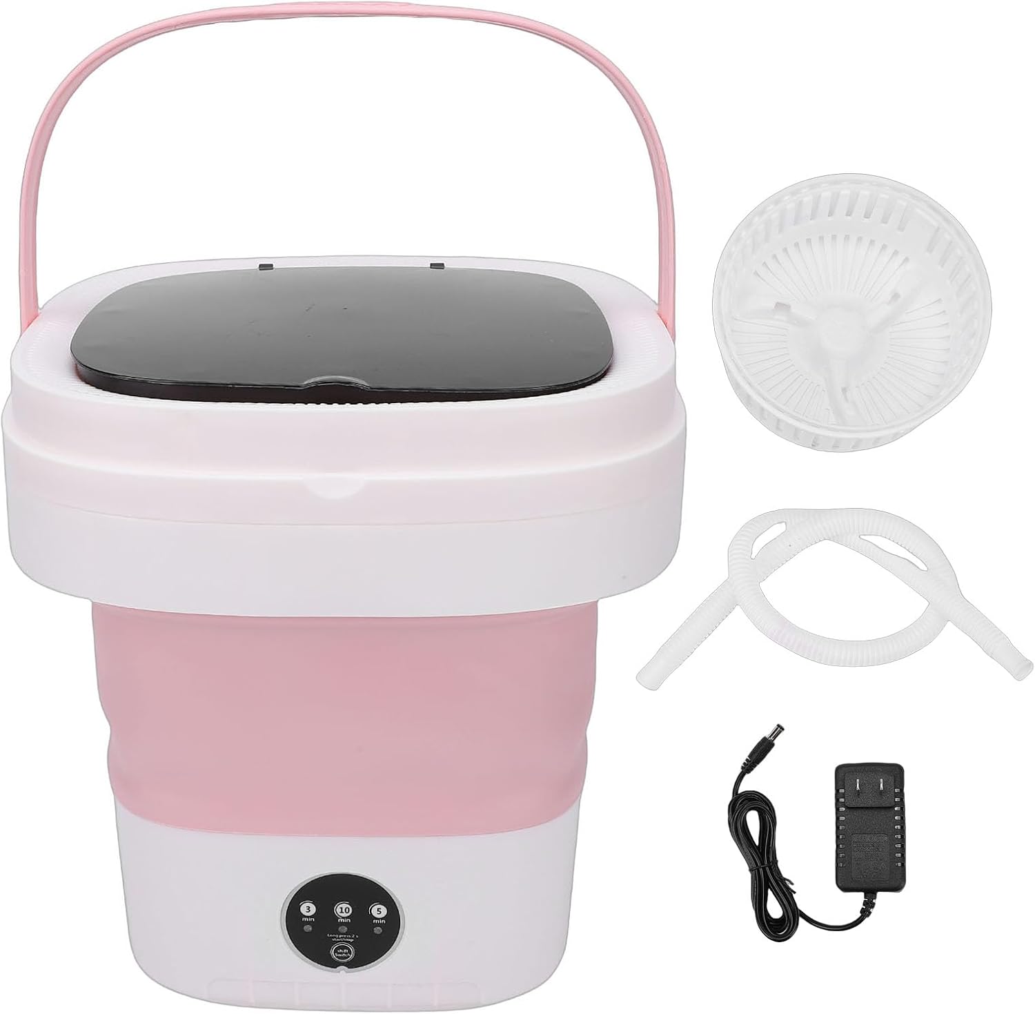 Ymiko Mini Portable Washing Machine 14L Foldable Washer Brushless Motor 3 Time Settings 5 & 10 Mins Quick Deep Clean with Drain Basket for Underwear Socks Towels Travel Home Dorm