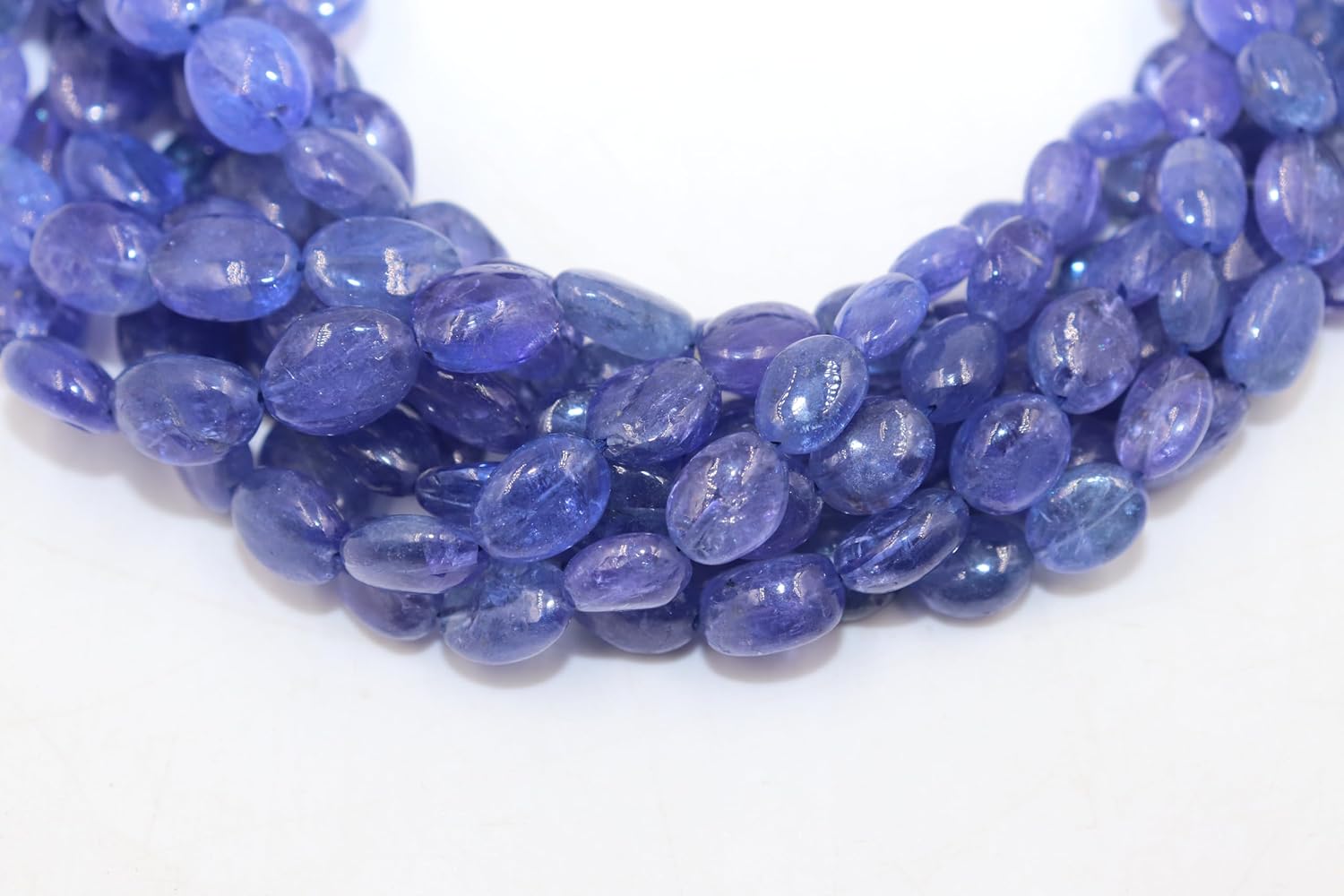 Natural AAA+ Tanzanite Smooth Oval Beads, 8-12mm Semi-Precious Gemstone Strand, Genuine Blue Crystal