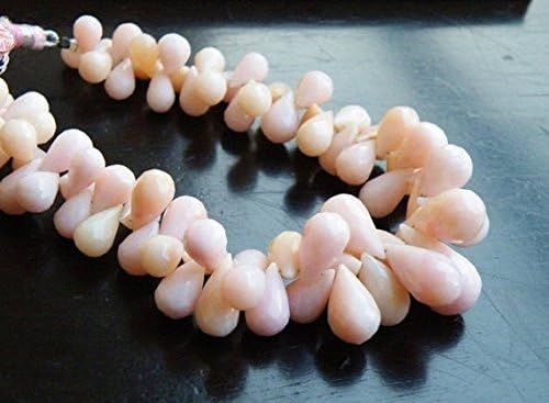 Pink Opal Briolette Faceted 3-D Tear Drop Gemstone Peruvian AAA Focal 12 to 12.5mm 7 beads