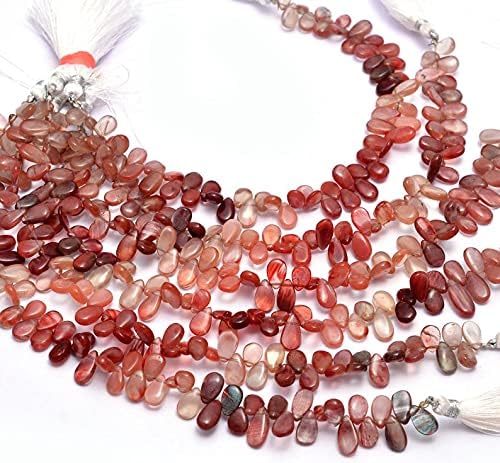 8 inch Strand of Natural Andesine 6x9mm pear Smooth briolette Beads for DIY Jewelry Making. |BRIO_00412