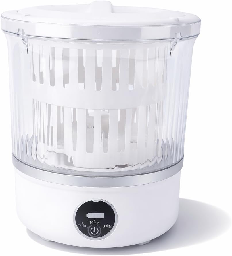 Portable Washing Machine with 6000mAh Battery Efficient Cleaning Gentle Fabric Care for Travel, Camping, and Daily Use