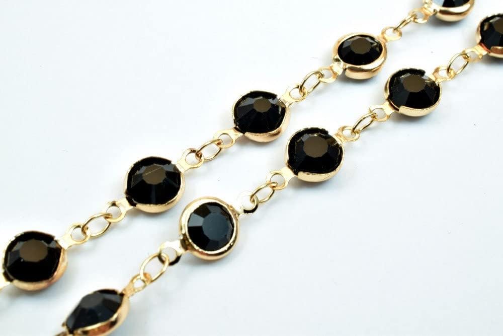 18K Pinky Gold Filled EP Chain Beaded Chain, Cable Chain Rhinestone Width 7mm Thickness 3mm Findings Sold by Foot PGF32