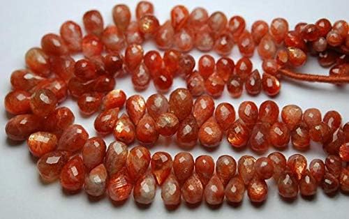 7 Inches Strand.Natural African Sunstone Faceted Drops Shape Briolettes,8-10mm Size, Code-HIGH-55147