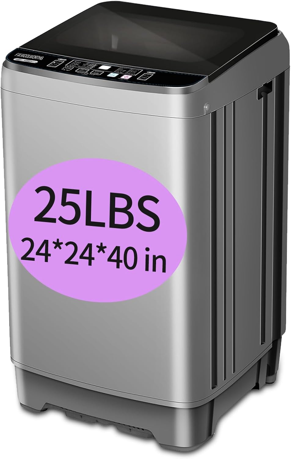 25 lbs Full Automatic Washing Machine with Drain Pump, 10 Wash Programs 8 Water Levels, Washer with LED Display for Dorm, Apartment, Home, Grey