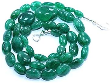 Emerald 7x8-15x18mm Smooth Oval Nuggets Beads 1 Strands 18.5 inches Necklace