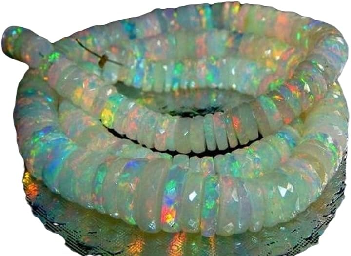 13 inch Strand of Natural gem Ethiopian Opal, 11x5mm Wheel Faceted Beads for DIY Jewelry Making. | Beads_03850