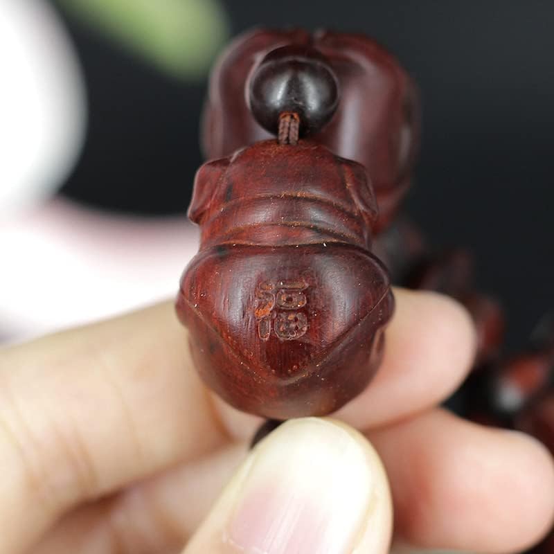 犀牛角紫檀雕刻佛珠手串 媲美小叶紫檀 老料沉水红木文玩(富甲天下)