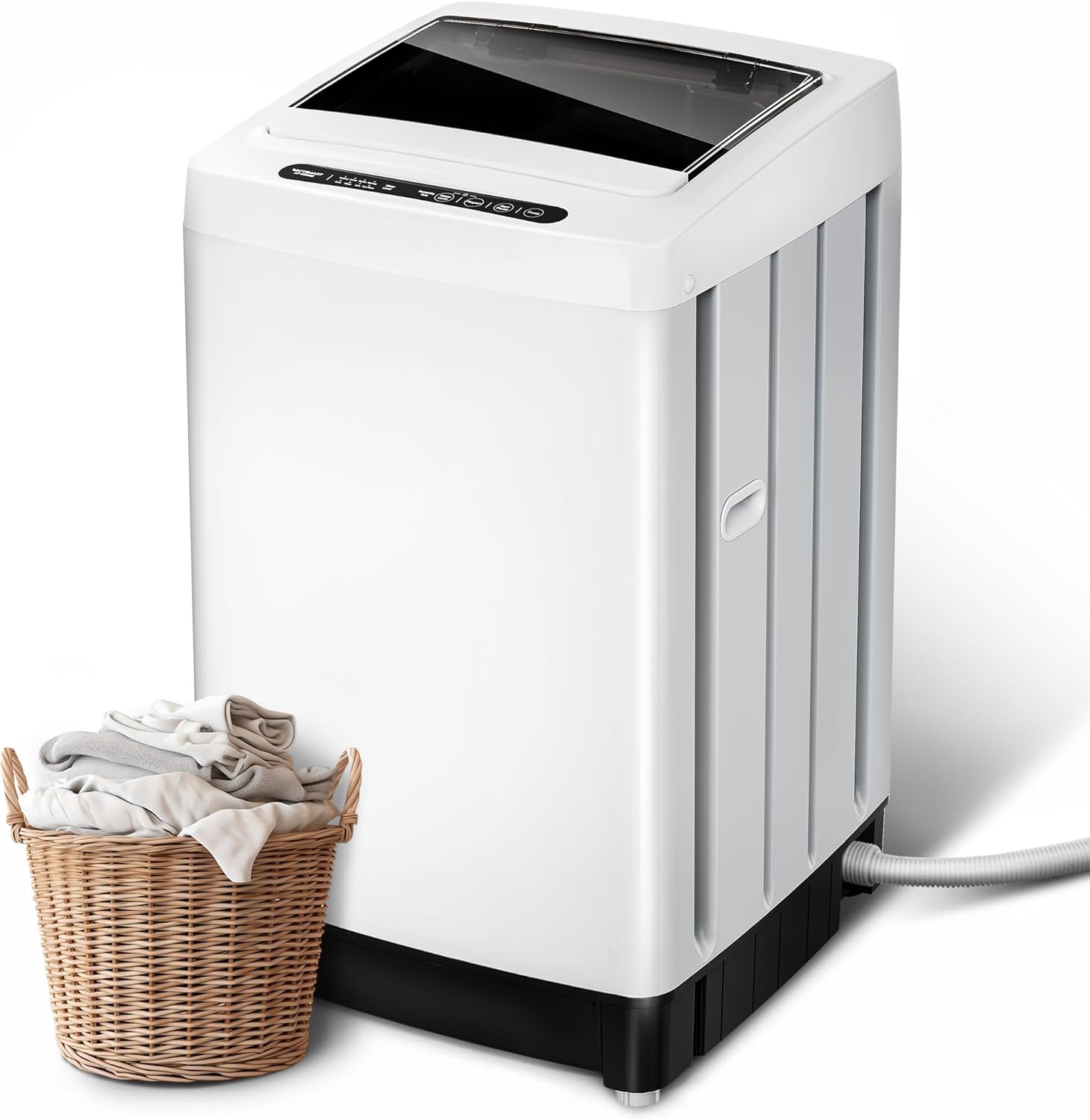 Portable Washing Machine - Compact Home Laundry Washer for Apartment,1.5 Cu.ft, Small Clothes Washer with Drain Pump for Bathroom, Dorms,RVs,White