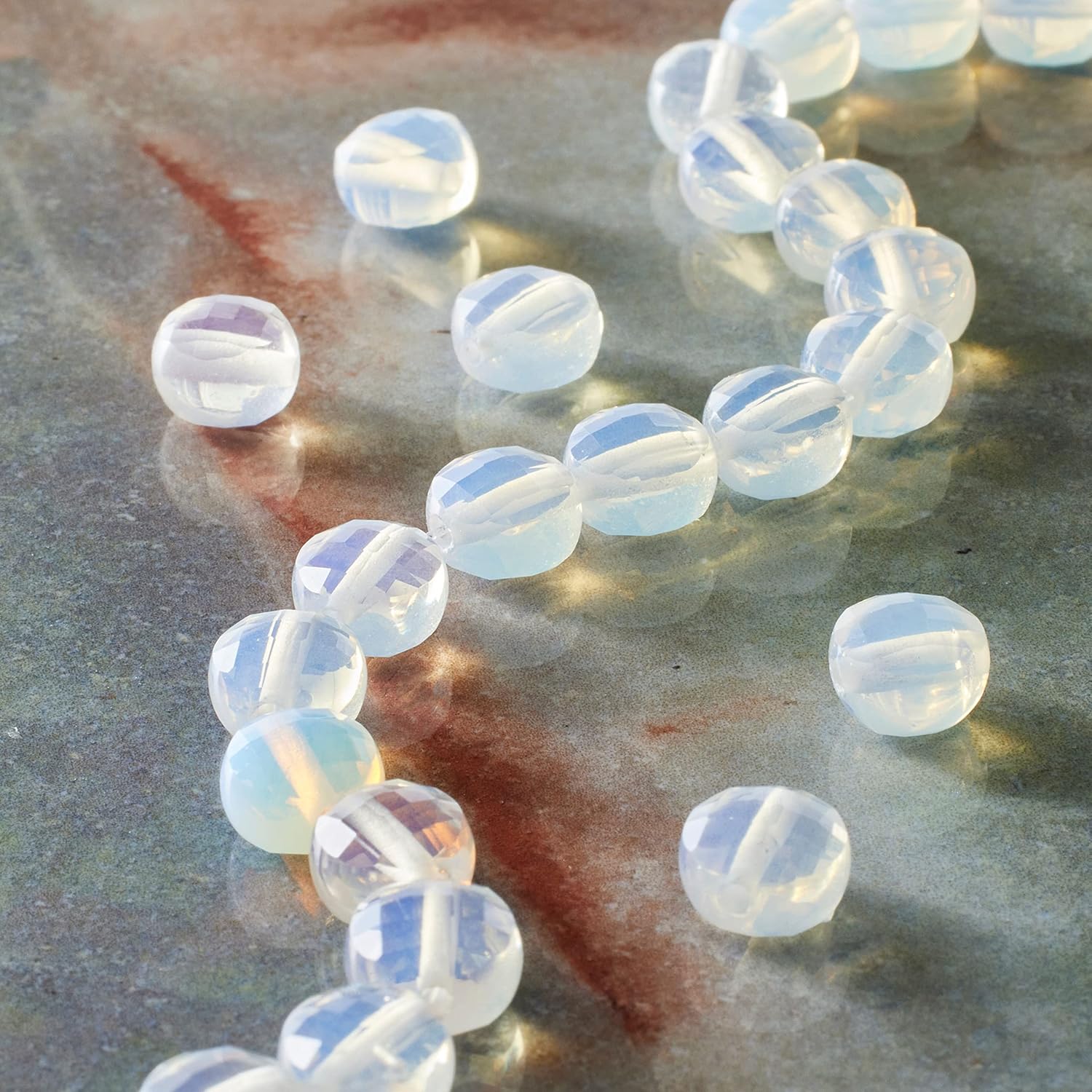 Bead Landing White Faceted Glass Coin Beads, 8mm, 12 Pack